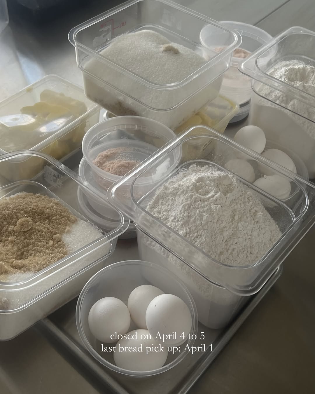 Bakery ingredients mise en place